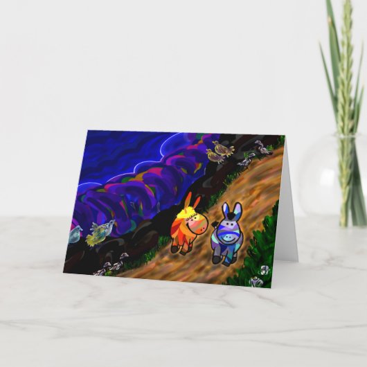 Esel, die durch das Meer gehen Karte (Vorderseite)