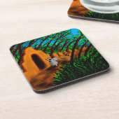 Esel, die unter Bäume gehen Untersetzer (Linke Seite)