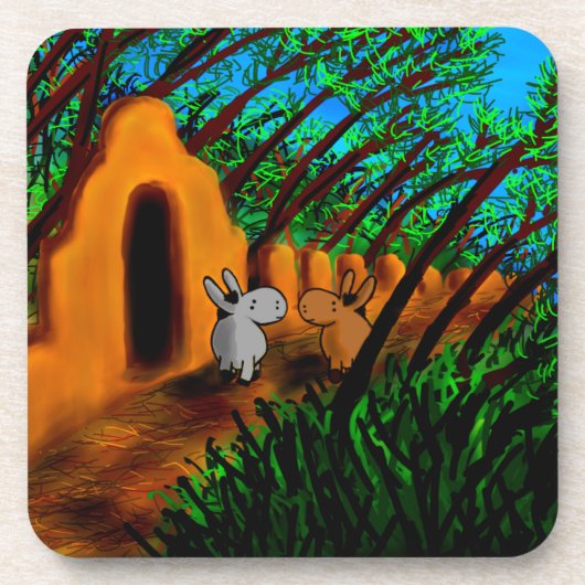 Esel, die unter Bäume gehen Untersetzer (Vorderseite)