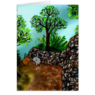 Esel entlang der Steinmauer