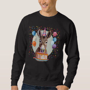 Esel-Gesicht mit Birthday Balloons und Cake Costum Sweatshirt