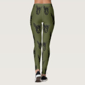 Esel-Gesichts-Briefmarken-Olive Leggings (Rückseite)