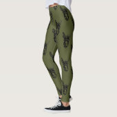 Esel-Gesichts-Briefmarken-Olive Leggings (Links)