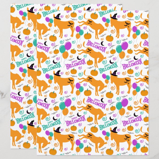Esel Halloween Scrapbook Papier (Vorne/Hinten)