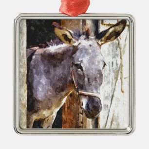 Esel im Aquarell Silbernes Ornament