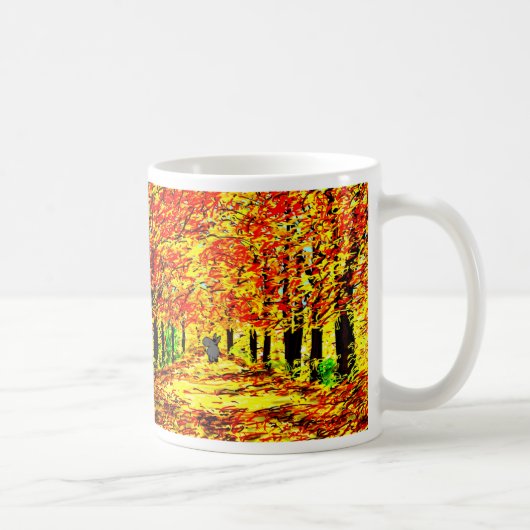 Esel im Herbst-Blätter Kaffeetasse (Rechts)