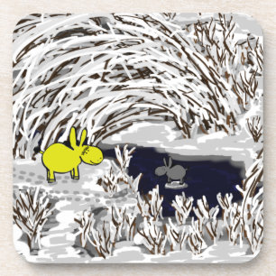 Esel im Winter Untersetzer