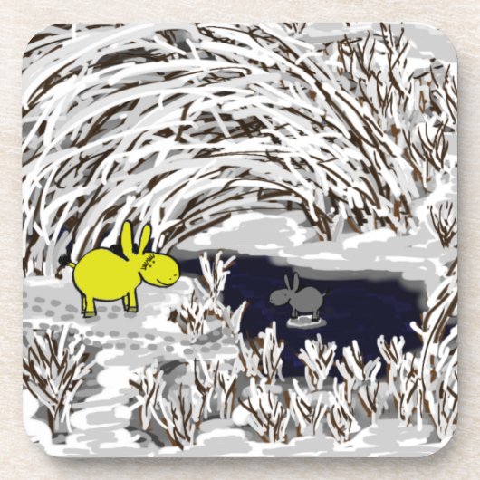 Esel im Winter Untersetzer (Vorderseite)