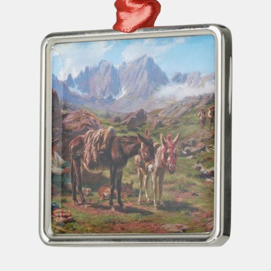 Esel in den Pyrenäen (Rosa Bonheur) Ornament Aus Metall (Links)