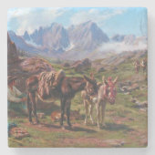 Esel in den Pyrenäen (Rosa Bonheur) Steinuntersetzer (Vorderseite)