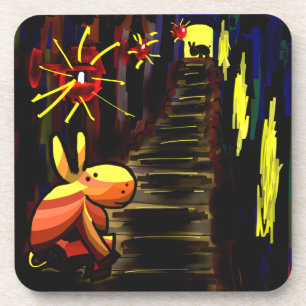 Esel in der Gasse unter Lamplight Untersetzer