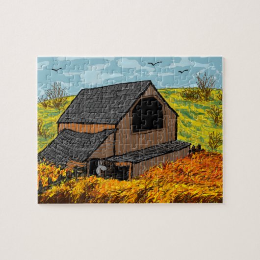 Esel in der Scheune Puzzle (Horizontal)