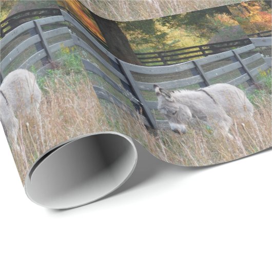 Esel in einem Herbstfeld Geschenkpapier (Rolleneckpunkt)