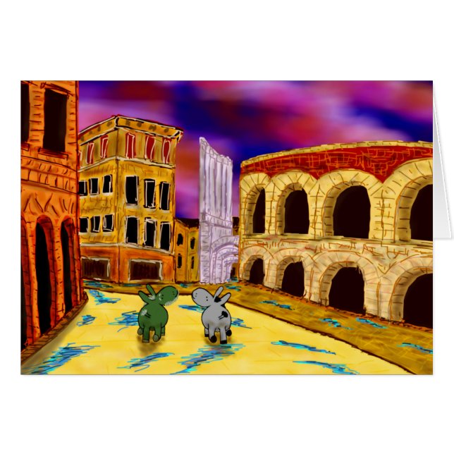 Esel in Verona, Italien (Vorderseite (Horizontal))