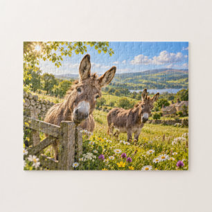 Esel Landschaft Wiese Idylle Puzzle
