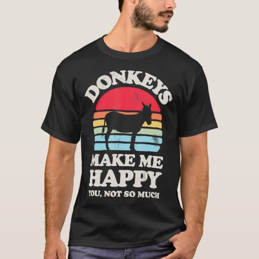 Esel machen mich glücklich Funny Donkey Retro Vint T-Shirt (Vorderseite)