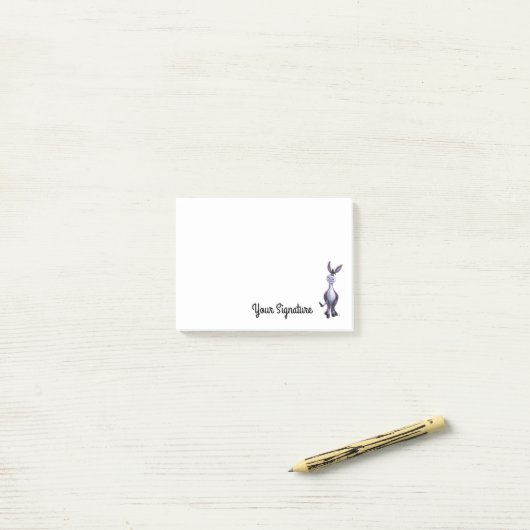 Esel mit Personized Post-It Klebezettel (Auf Schreibtisch)
