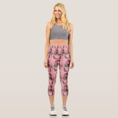 Esel mit rosa Perücke Capri Leggings (Vorderseite)