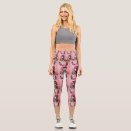 Esel mit rosa Perücke Capri Leggings