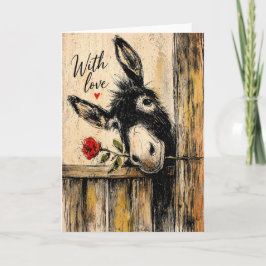 Esel mit Rose Rustikale Liebe Karte