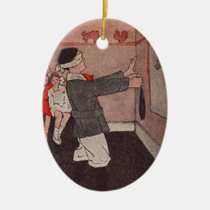 Esel mit Schwanz anhängen Vintage Kinder Keramik Ornament