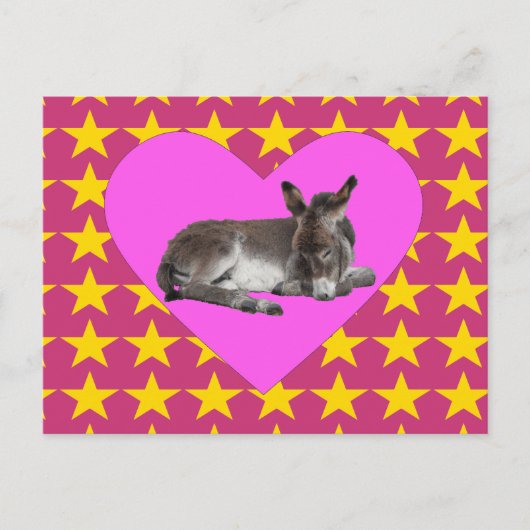Esel mit Sternen und Herzen Postkarte (Vorderseite)