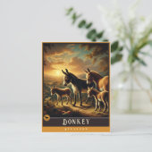 Esel | Niedliche Vintage Tierpostkarte Postkarte (Stehend Vorderseite)