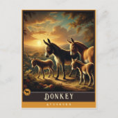 Esel | Niedliche Vintage Tierpostkarte Postkarte (Vorderseite)