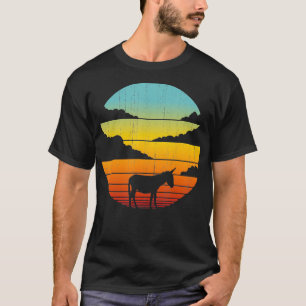 Esel Retro Vintage 60er 70er Sonnenuntergang Farm T-Shirt