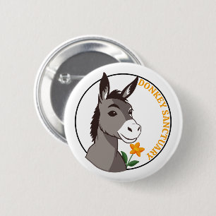 Esel und Blumenname nach Wunsch Button