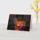 Esel und Elefant durch Feuer Karte (Gelbe Blume)