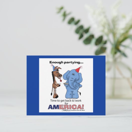 Esel und Elefant genug Partying! Einladungspostkarte (Stehend Vorderseite)