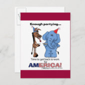 Esel und Elefant genug Partying! Einladungspostkarte (Vorne/Hinten)