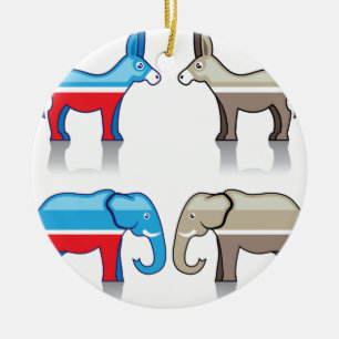 Esel-und Elefant-politische Partys Keramikornament