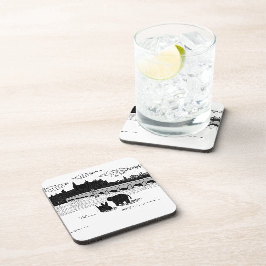 Esel und Elefant vor Brücke Getränkeuntersetzer (Rechte Seite)