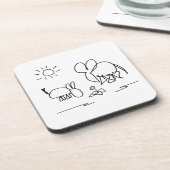 Esel- und Elefantblick auf eine Blume Untersetzer (Linke Seite)