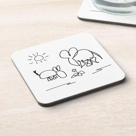 Esel- und Elefantblick auf eine Blume Untersetzer (Linke Seite)