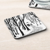 Esel- und Elefantweg durch Bäume Untersetzer (Linke Seite)