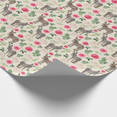 Esel und rosa Rosen zum Hochzeitszittern Geschenkpapier (Ecke)
