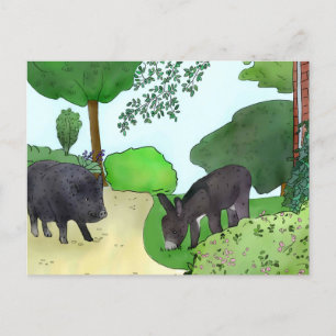 Esel und Schweinchen Postkarte