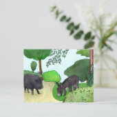 Esel und Schweinchen Postkarte (Stehend Vorderseite)