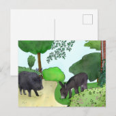 Esel und Schweinchen Postkarte (Vorne/Hinten)