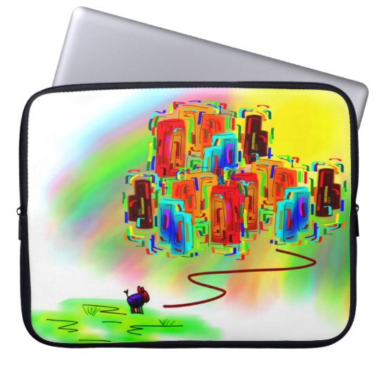 Esel und Stadt in der Farbe Laptopschutzhülle (Vorderseite)