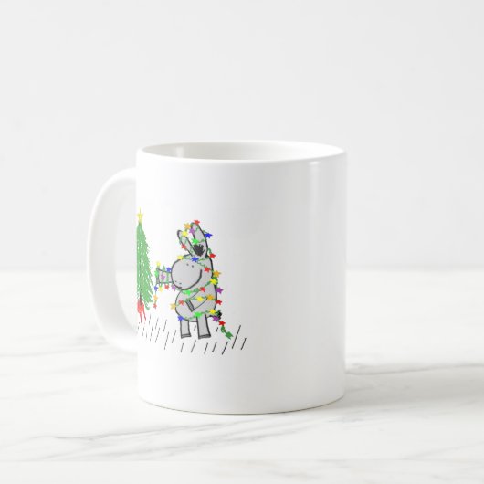 Esel- und Weihnachtslichter Kaffeetasse (Vorderseite Links)