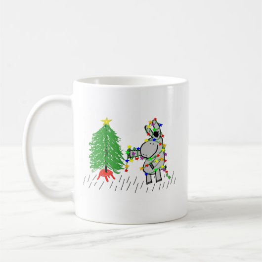 Esel- und Weihnachtslichter Kaffeetasse (Links)