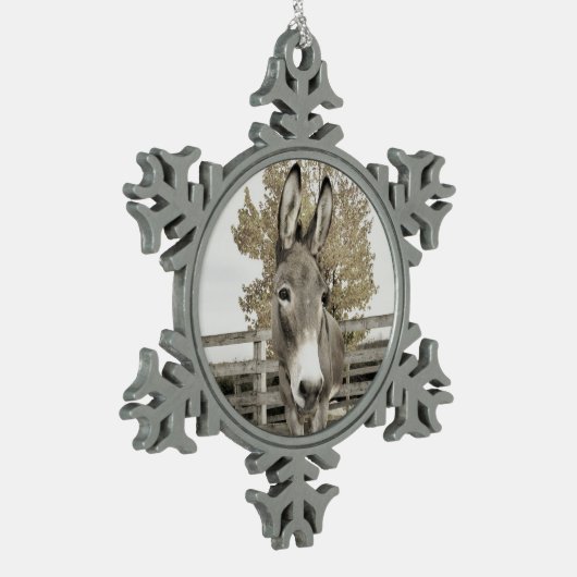 Esel-Verzierung Schneeflocken Zinn-Ornament (Links)