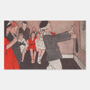 Eselstischspiel Vintage Kinder Rechteckiger Aufkleber