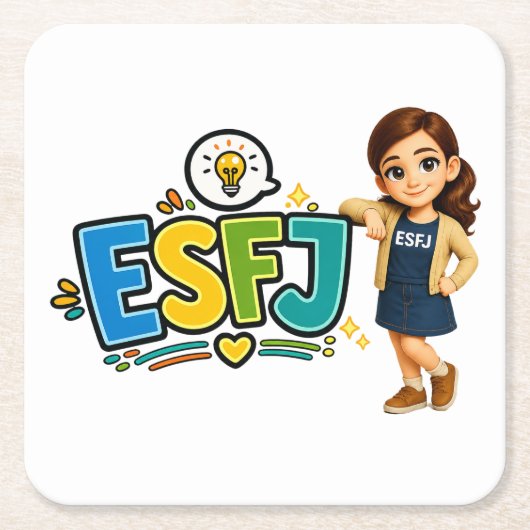 ESFJ — A Construtora de Conexões Rechteckiger Pappuntersetzer (Vorderseite)