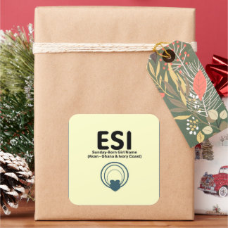 ESI - Mädchenname am Sonntag Geboren (Namen afrika Quadratischer Aufkleber