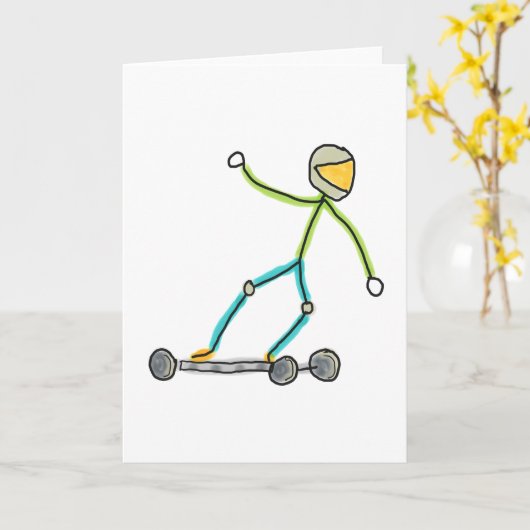 Esk8 Stickman Karte (Gelbe Blume)